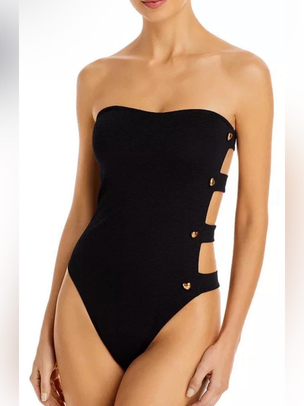 Alexandra Miro Bella One Piece Swimsuit, Size M Strapless Black Side Cutouts